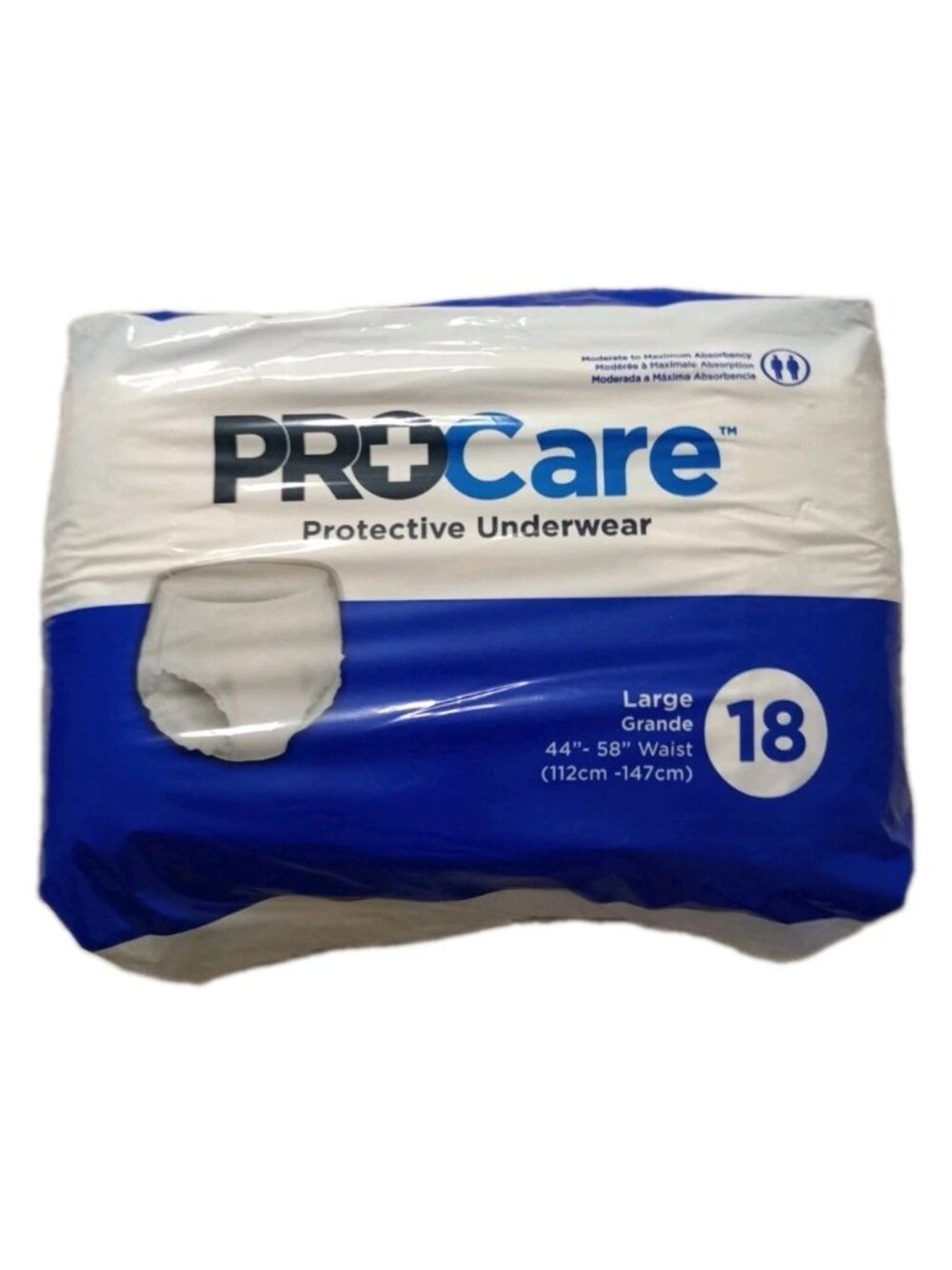 PROCARE 18 Protective Underwear/Diapers Size Large Waist 44"-58" Pull Up Style